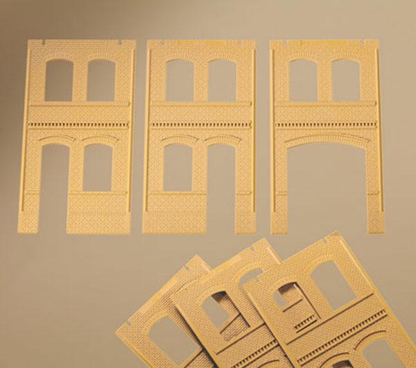 Brick walls with window and door openings yellow (6pc)<br /><a href='images/pictures/Auhagen/80607.jpg' target='_blank'>Full size image</a>
